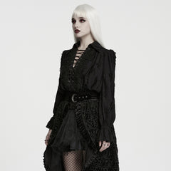 WY-1984CCF Lace Up Gothic Shirts with Lace Detail and Ruffled Sleeves