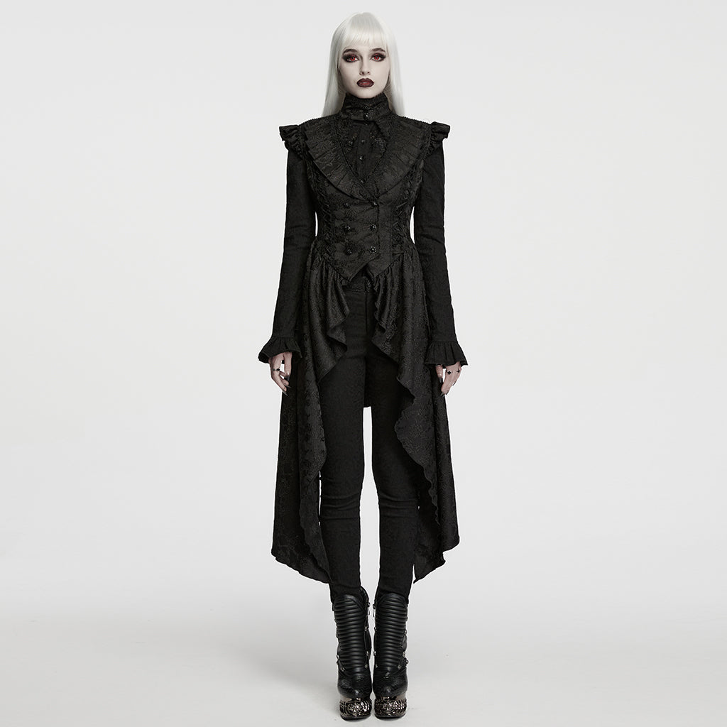 WY-1988MJF Victorian Lace Ruffle Gothic Vest with High Low Hem