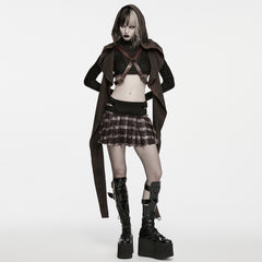 WY-1991MJ Female Top Gothic Skirt Plaid Mini Dark Aesthetic Punk Fashion Style