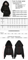 WY-1994XDF Gothic Fur Hooded Black Punk Jackets with Studded Details
