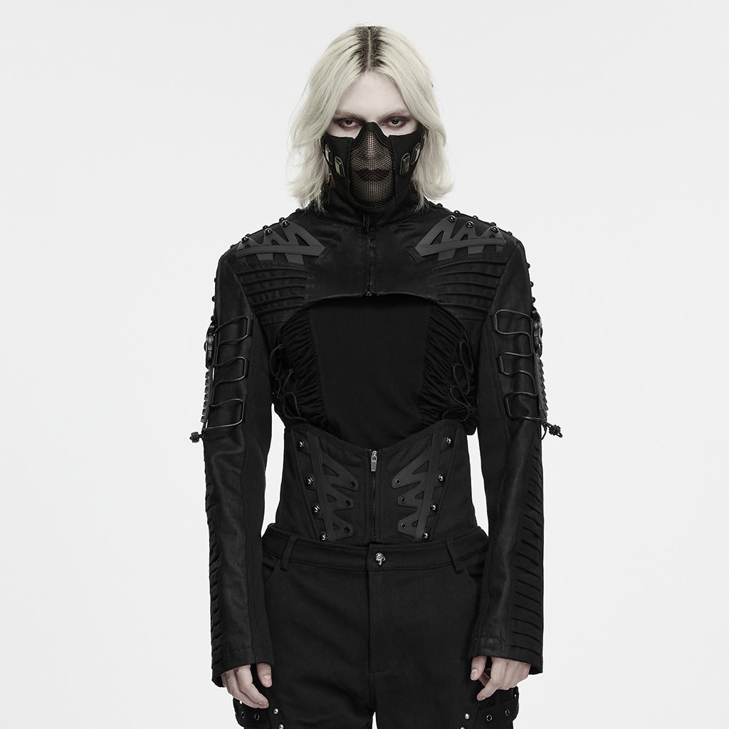 WY-2006XDM Gothic Black Corset Punk Jacket with Buckled Details