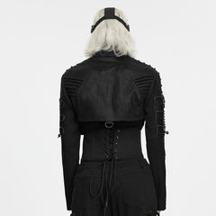 WY-2006XDM Gothic Black Corset Punk Jacket with Buckled Details
