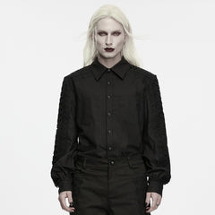 WY-2019CCM Gothic Lace Sleeve Black Button Up Punk Shirts