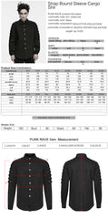 WY-2020CCM Black Long Sleeve Snap Button Punk Shirt with Strap Details