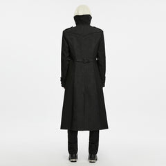 WY-2022XCM Elegant Black Embroidered Long Gothic Jacket with Button Details