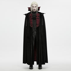 WY-2023DPM Gothic Coat Velvet Vampire Cloak with Red Brocade Collar