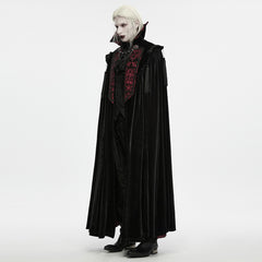 WY-2023DPM Gothic Coat Velvet Vampire Cloak with Red Brocade Collar