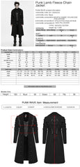 WY-2025XCM Gothic Black Long Coat Punk Jackets with Chain Details