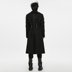 WY-2025XCM Gothic Black Long Coat Punk Jackets with Chain Details