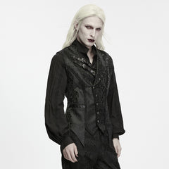 WY-2029MJM Gothic Vest Steampunk Chain Embellished Brocade Waistcoat
