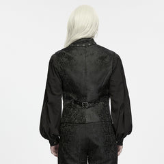WY-2029MJM Gothic Vest Steampunk Chain Embellished Brocade Waistcoat