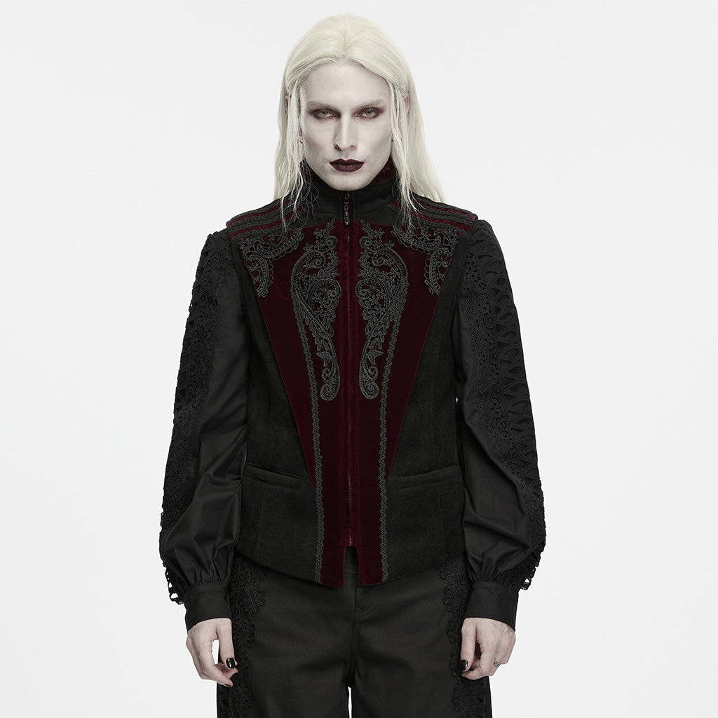 WY-2030MJM Gothic Vest with Baroque Embroidery Jacquard Sleeve Detailed Design