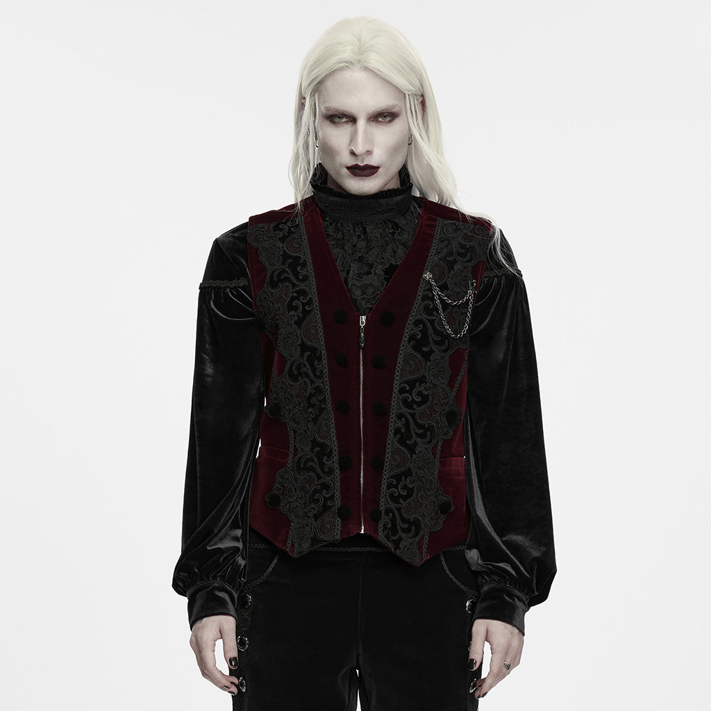 WY-2033MJM Gothic Vest with Velvet Brocade and Chain Detail