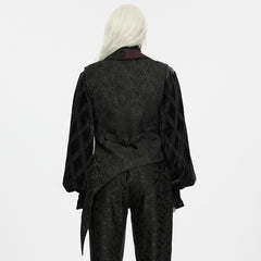 WY-2035DQM Ornate Asymmetrical Gothic Vest with Brocade and Velvet Texture