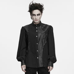 WY-2037CCM Gothic Black Buckle Strap Button Up Punk Shirts
