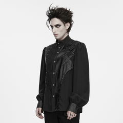 WY-2037CCM Gothic Black Buckle Strap Button Up Punk Shirts