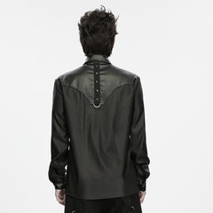 WY-2038CCM Gothic Leather Punk Shirts with Rivets and Straps Design