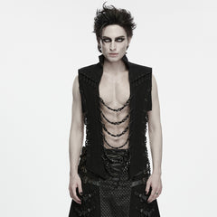 WY-2040MJM Men s Chain Embellished Gothic Punk Vests with Cutout Design