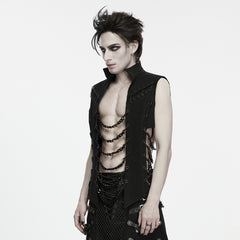 WY-2040MJM Men s Chain Embellished Gothic Punk Vests with Cutout Design