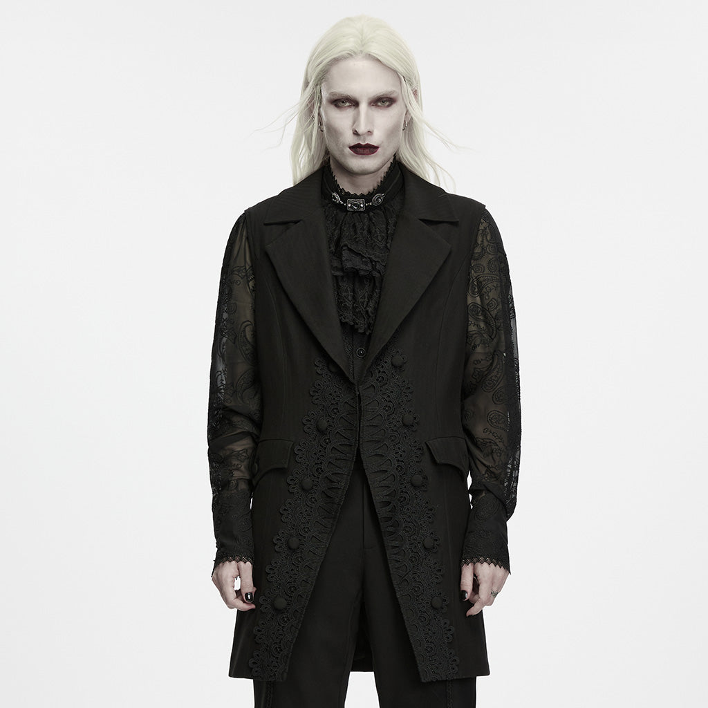 WY-2042MJM Gothic Vest with Lace Overlay and Sheer Sleeves