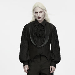 WY-2043MJM Lace Trim Gothic Black Punk Vests with Embroidered Sleeves