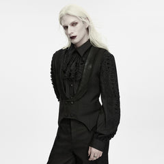 WY-2043MJM Lace Trim Gothic Black Punk Vests with Embroidered Sleeves