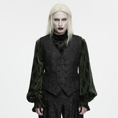 WY-2047MJM Gothic Vest Brocade Patterned Black Vintage Waistcoat