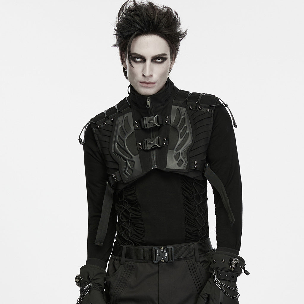 WY-2048MJM Gothic Buckle Harness Punk Vests with Armor Detailing