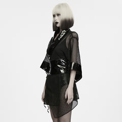 WY-2050XDF Sheer Mesh Gothic Jacket with Glossy Vinyl Accents