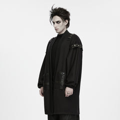 WY-2060ZCM Gothic Black Oversized Punk Coat with Buckle and Strap Details