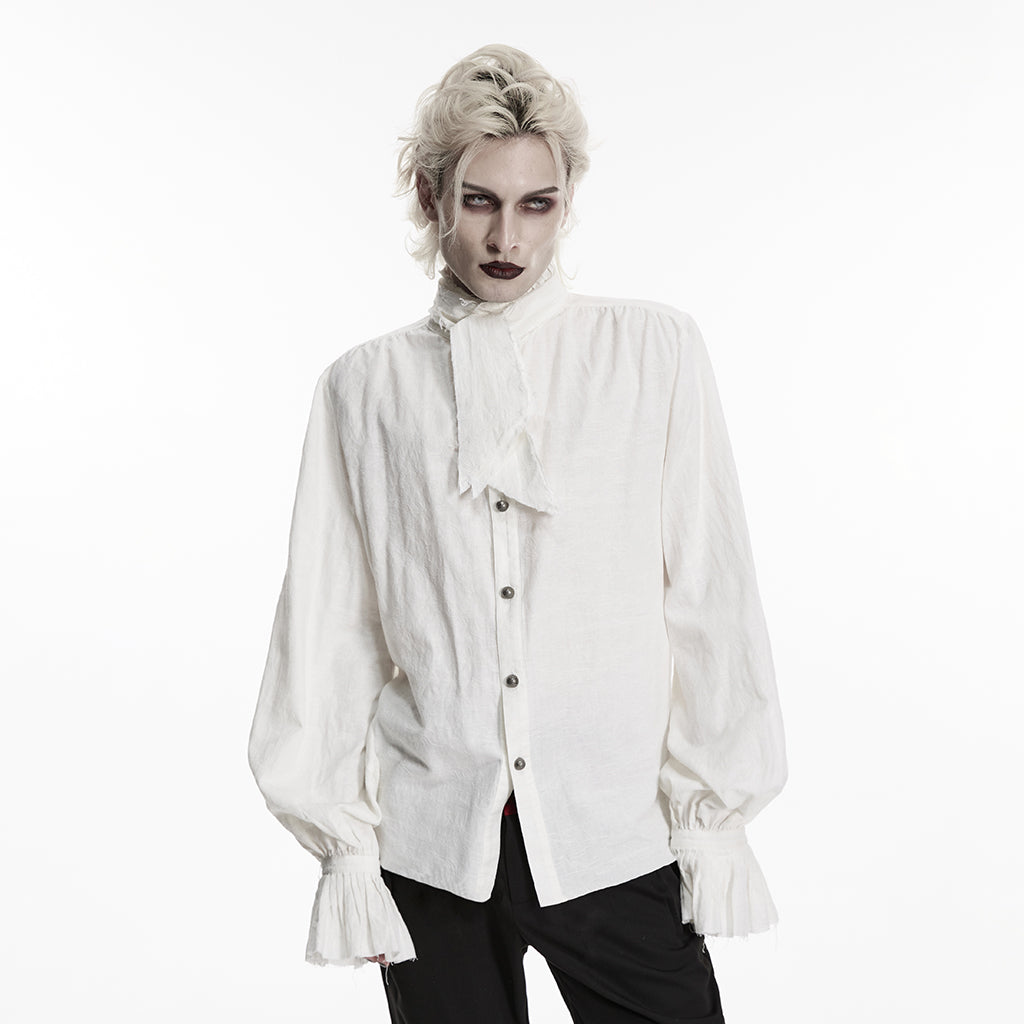 WY-714DQM Mens Gothic Shirts White Ruffled Victorian Style Long Sleeve Blouse