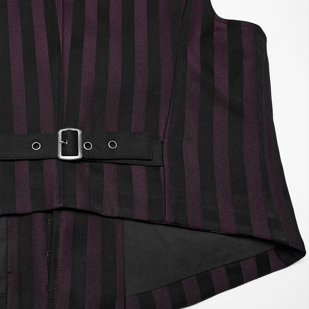 WY-718MJM Mens Gothic Striped Royal Blue Punk Vests Outfit