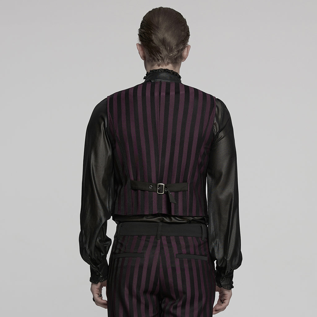 WY-718MJM Mens Gothic Striped Royal Blue Punk Vests Outfit