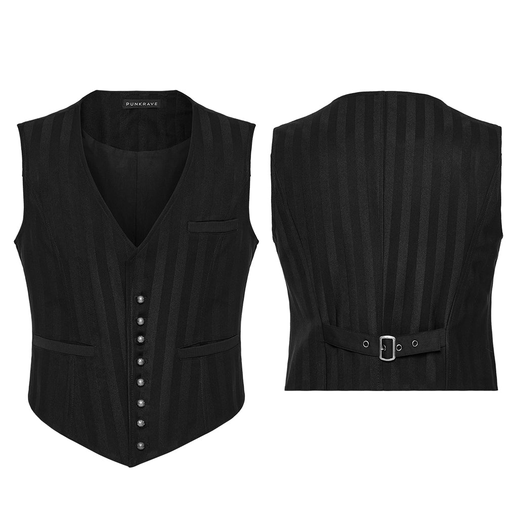 WY-718MJM Mens Gothic Striped Royal Blue Punk Vests Outfit