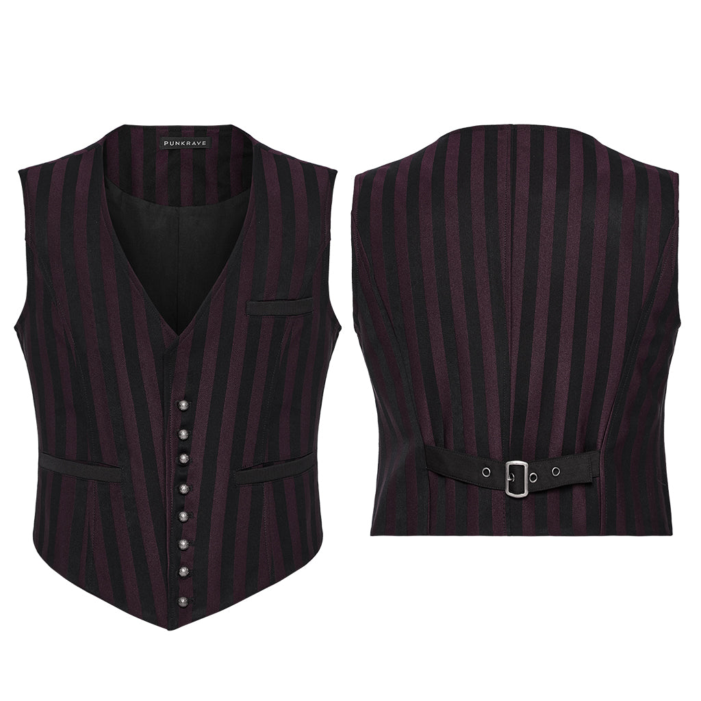 WY-718MJM Mens Gothic Striped Royal Blue Punk Vests Outfit