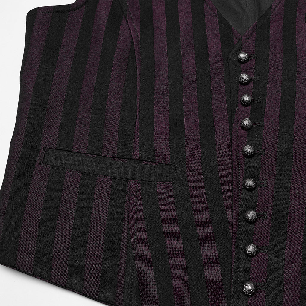 WY-718MJM Mens Gothic Striped Royal Blue Punk Vests Outfit