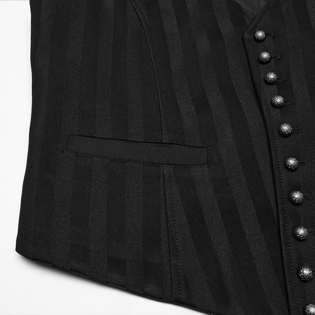 WY-718MJM Mens Gothic Striped Royal Blue Punk Vests Outfit