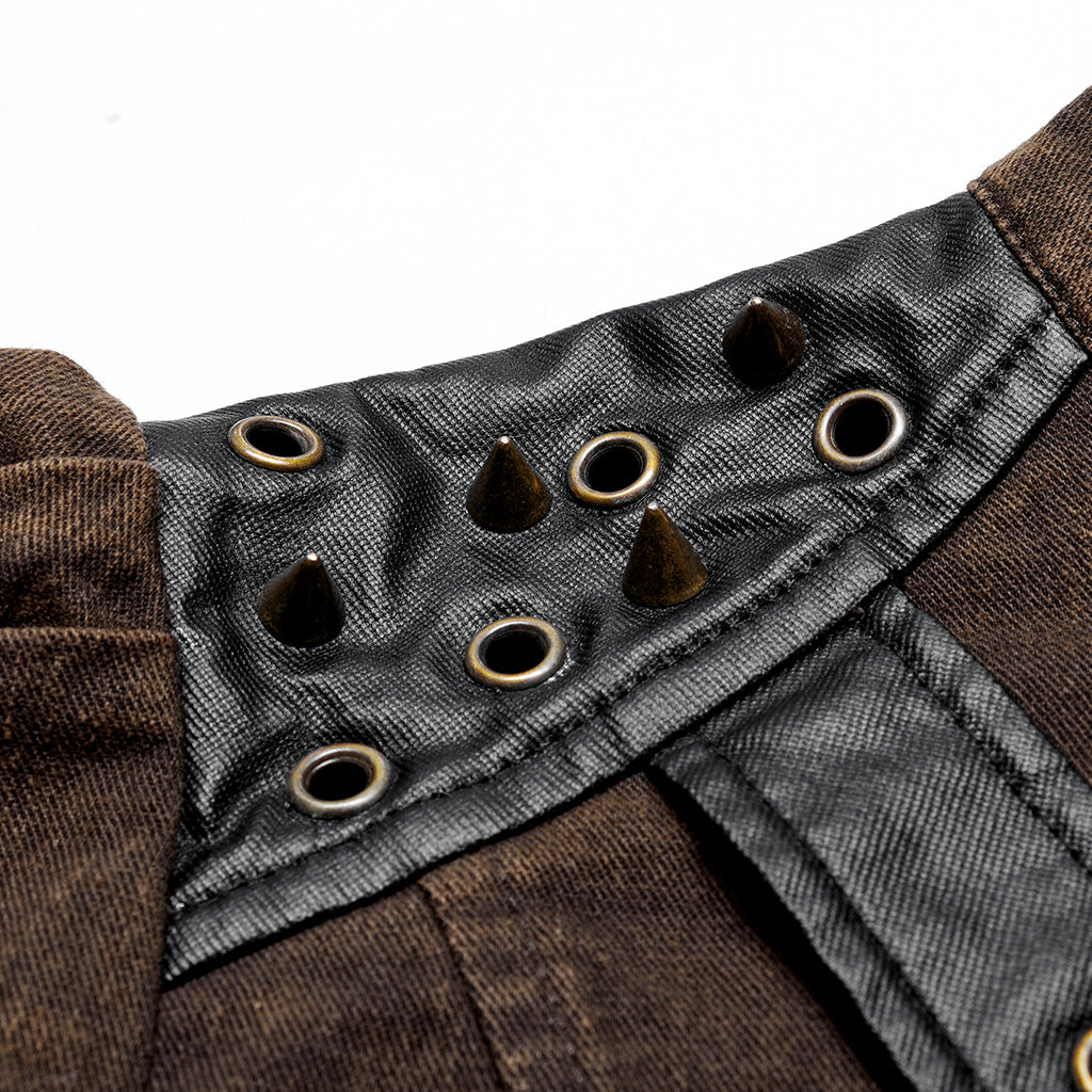 WY-952DQF Edgy Asymmetrical Buckle Strap Punk Jacket One-Sleeve Design?-??Punk Rave Clothing
