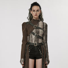 WY-952DQF Edgy Asymmetrical Buckle Strap Punk Jacket One-Sleeve Design