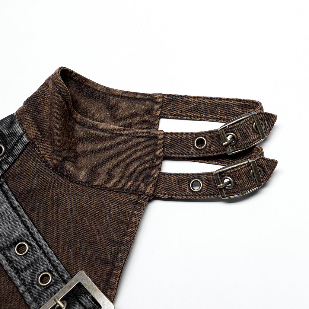 WY-952DQF Edgy Asymmetrical Buckle Strap Punk Jacket One-Sleeve Design?-??Punk Rave Clothing