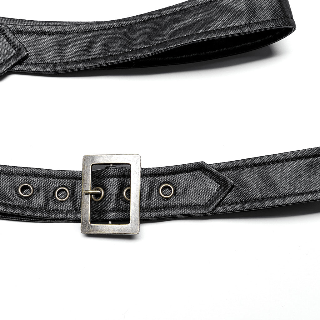 WY-952DQF Edgy Asymmetrical Buckle Strap Punk Jacket One-Sleeve Design?-??Punk Rave Clothing
