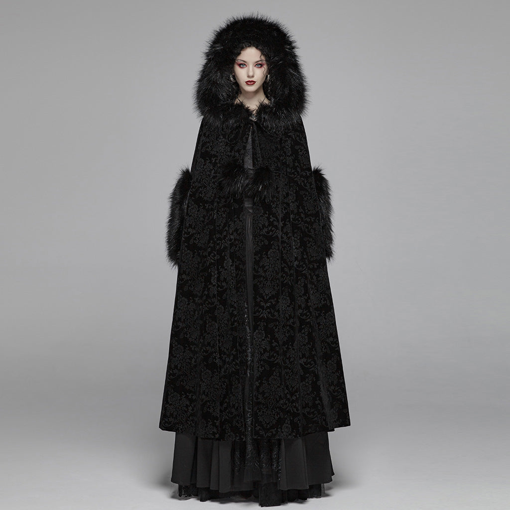 WY-1038DPF Luxurious Victorian Gothic Coat Elegant Hooded Long Cloak