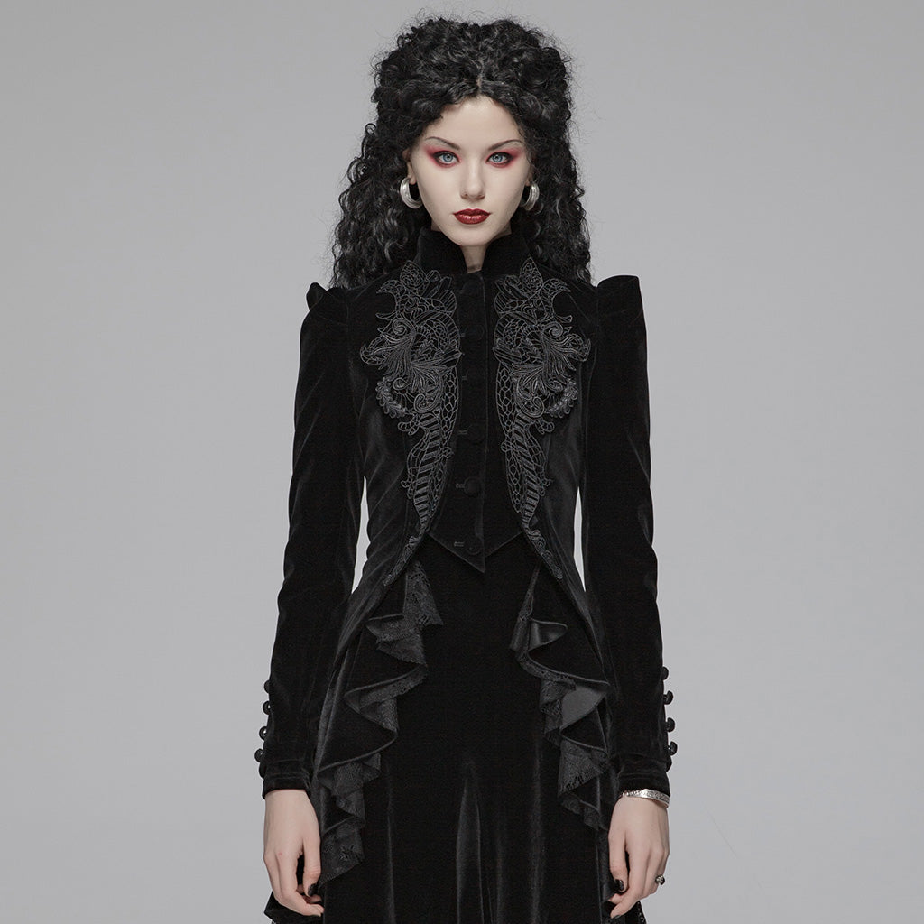WY-1045LDF Velvet Elegant Gothic Vampire jacket?-??Punk Rave Clothing