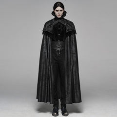 WY-1079DPM Noble Gothic Cloak Velvet Cape Medieval Full-Length Coat black