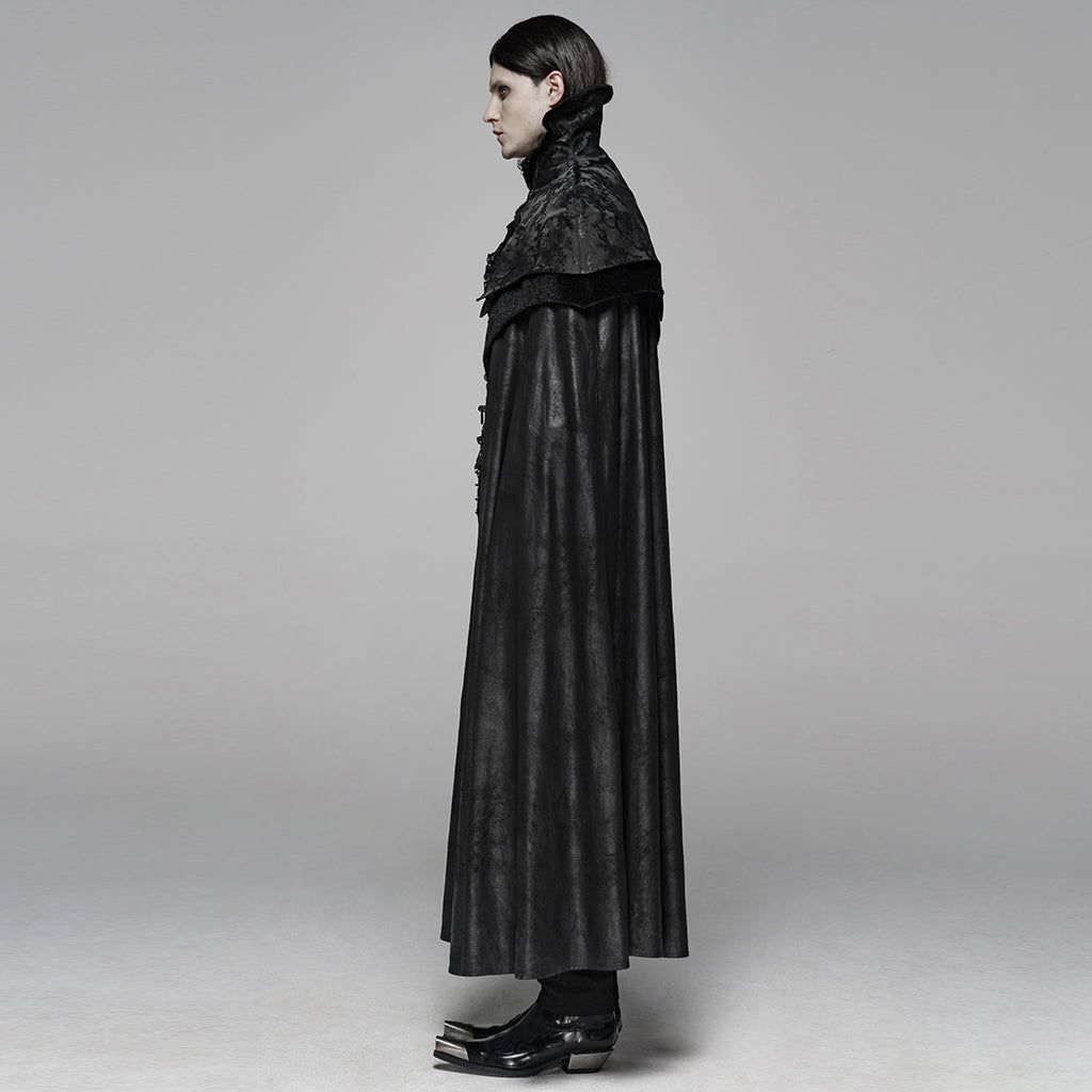 WY-1079DPM Noble Gothic Cloak Velvet Cape Medieval Full-Length Coat black