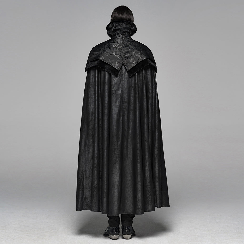 WY-1079DPM Noble Gothic Cloak Velvet Cape Medieval Full-Length Coat black