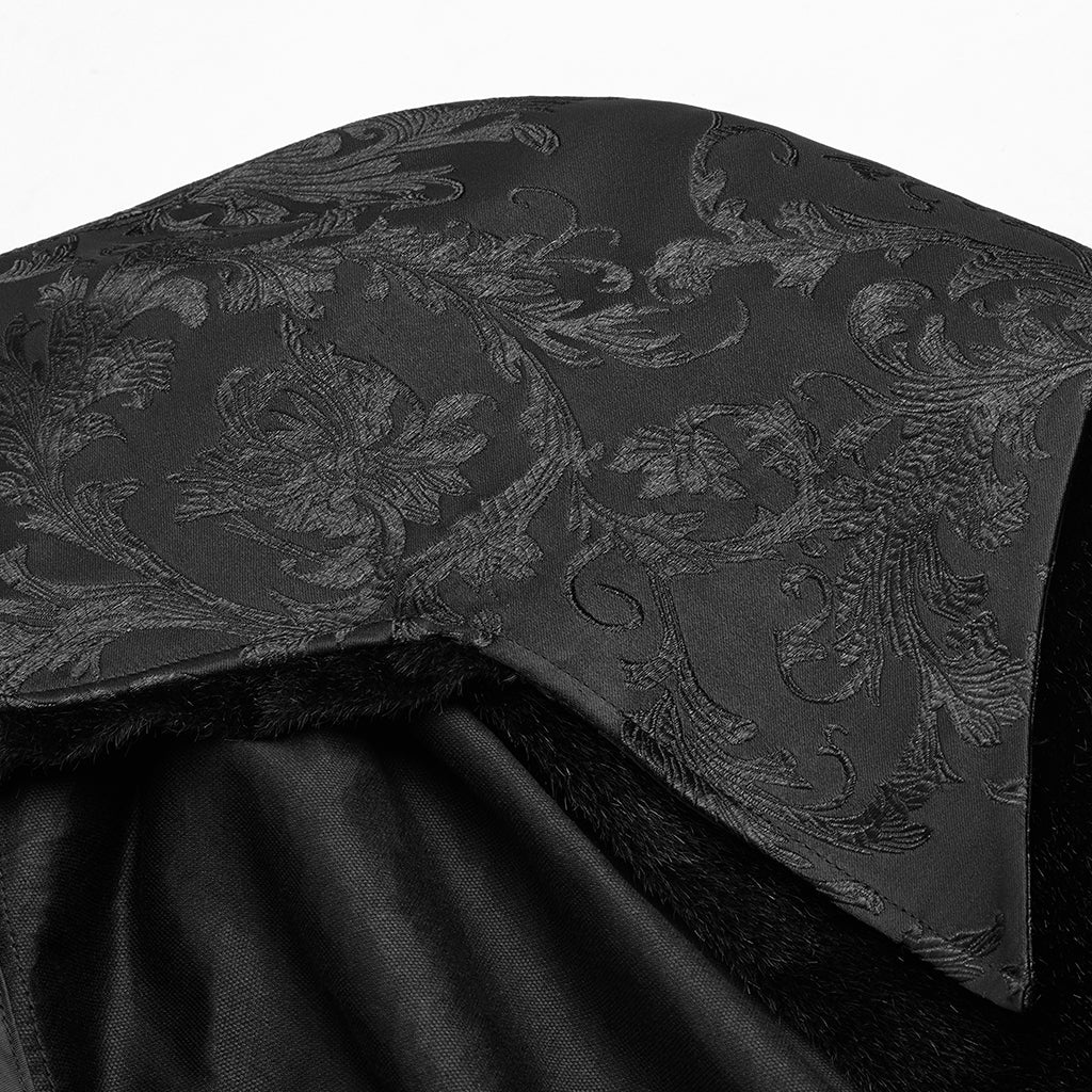 WY-1079DPM Noble Gothic Cloak Velvet Cape Medieval Full-Length Coat black?-??Punk Rave Clothing
