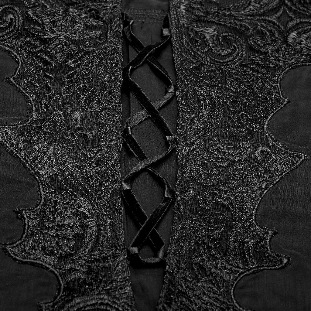 WY-1160CCM Mens Gothic Black Lace-Up Long Sleeve Shirt?-??Punk Rave Clothing