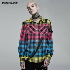 WY-1383CCM Punk Color Plaid Shirt