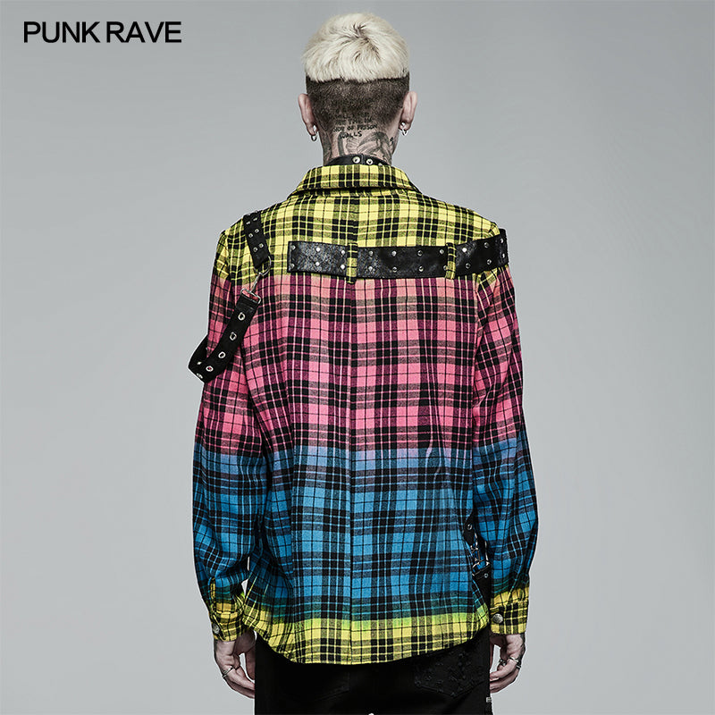 WY-1383CCM Punk Color Plaid Shirt